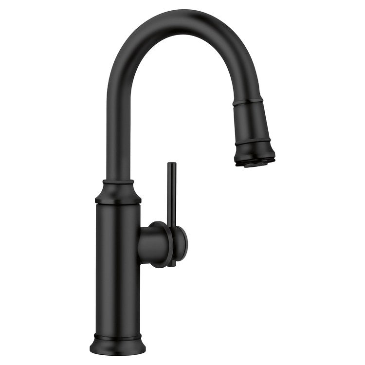 Bar Faucet Empressa 1 Lever CEC CALGreen Matte Black Pull Down 1 Function Gooseneck 360 DEG Swivel 1.5 Gallons per Minute - Image 1