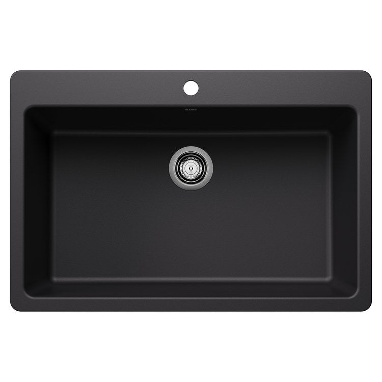 Kitchen Sink Liven 33 Inch 1 Bowls Super Single 2 Hole Coal Black Undermount/Drop-In Rectangle Silgranit - Image 1
