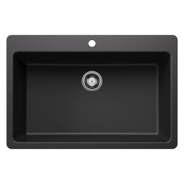 Kitchen Sink Liven 33 Inch 1 Bowls Super Single 2 Hole Anthracite Undermount/Drop-In Rectangle Silgranit - Image 1