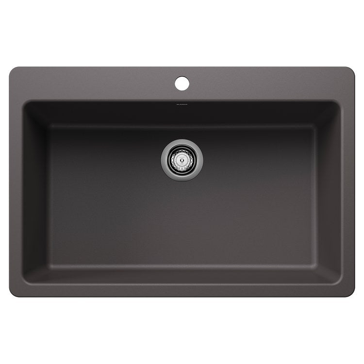 Kitchen Sink Liven 33 Inch 1 Bowls Super Single 2 Hole Cinder Undermount/Drop-In Rectangle Silgranit - Image 1
