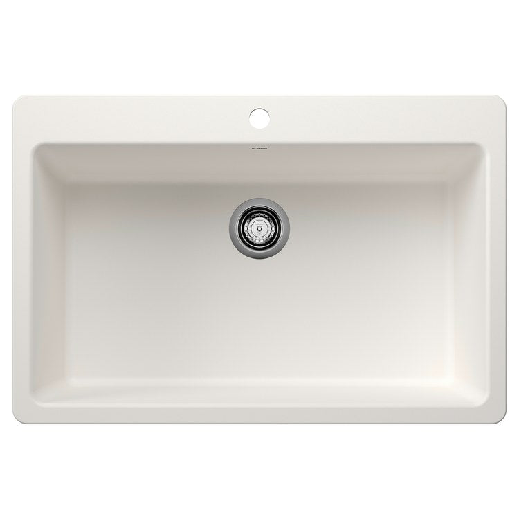 Kitchen Sink Liven 33 Inch 1 Bowls Super Single 2 Hole White Undermount/Drop-In Rectangle Silgranit - Image 1
