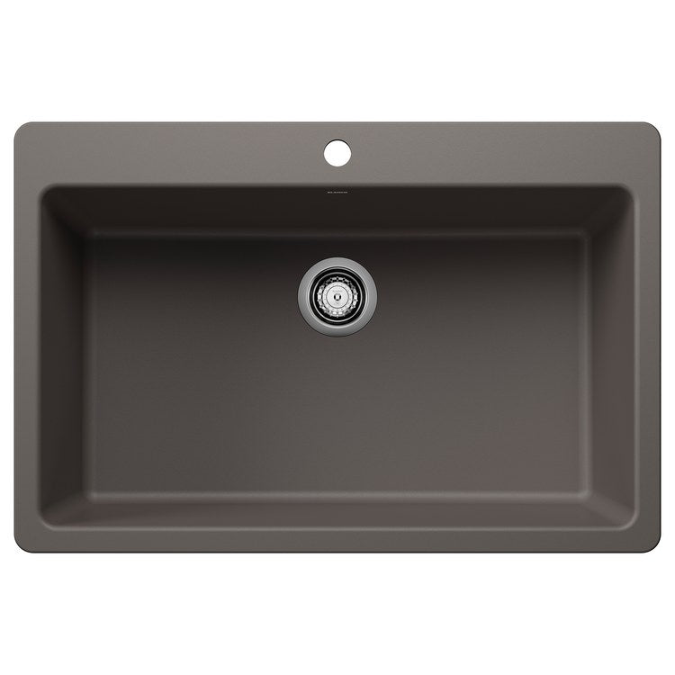 Kitchen Sink Liven 33 Inch 1 Bowls Super Single 2 Hole Volcano Gray Undermount/Drop-In Rectangle Silgranit - Image 1