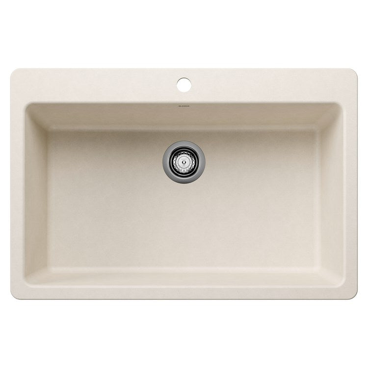 Kitchen Sink Liven 33 Inch 1 Bowls Super Single 2 Hole Soft White Undermount/Drop-In Rectangle Silgranit - Image 1