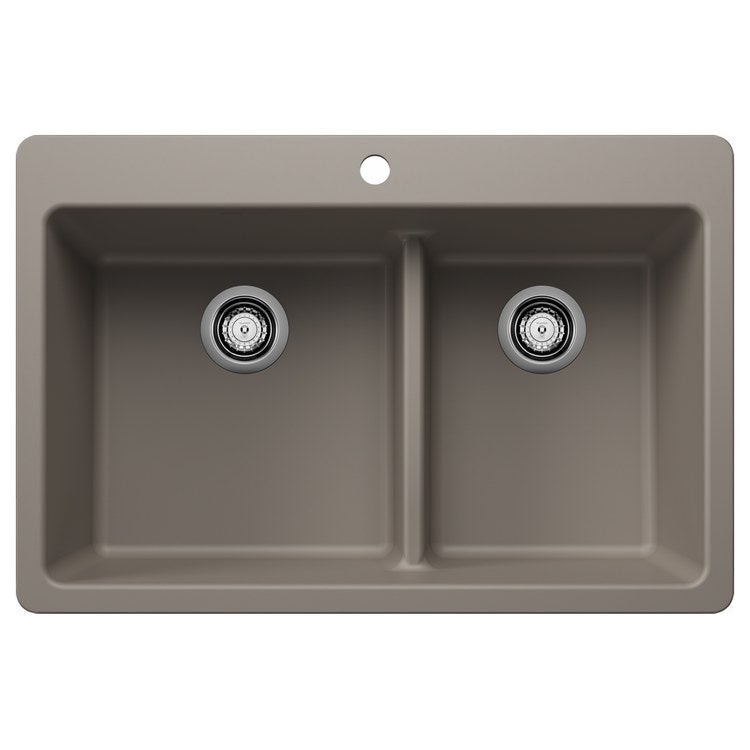 Kitchen Sink Liven 33 Inch 2 Bowls 60/40 Low Divide 3 Hole Truffle Undermount/Drop-In Rectangle Silgranit - Image 1