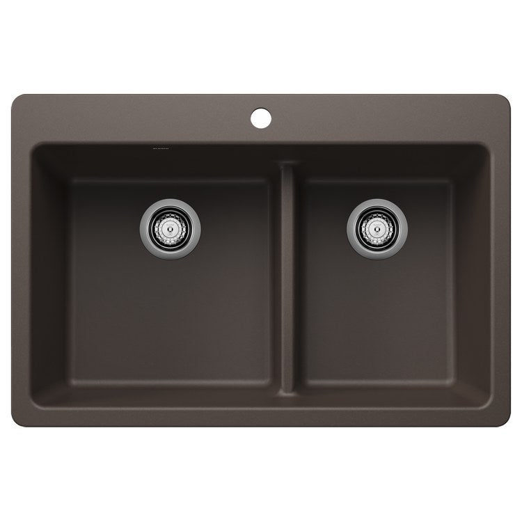 Kitchen Sink Liven 33 Inch 2 Bowls 60/40 Low Divide 3 Hole Cafe Undermount/Drop-In Rectangle Silgranit - Image 1