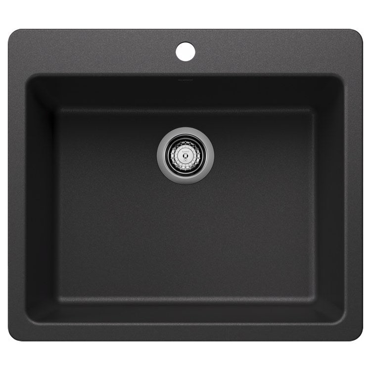 Kitchen Sink Liven 25 Inch 1 Bowls Single 2 Hole Anthracite Undermount/Drop-In Rectangle Silgranit - Image 1
