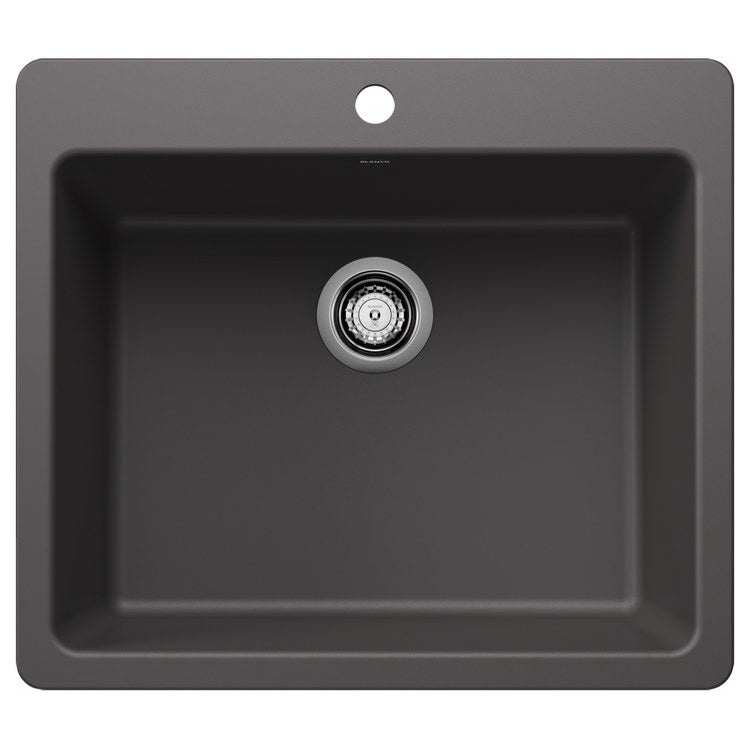 Kitchen Sink Liven 25 Inch 1 Bowls Single 2 Hole Cinder Undermount/Drop-In Rectangle Silgranit - Image 1