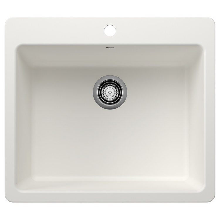 Kitchen Sink Liven 25 Inch 1 Bowls Single 2 Hole White Undermount/Drop-In Rectangle Silgranit - Image 1