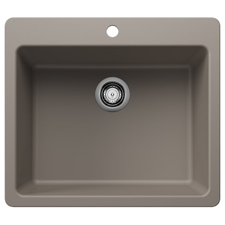 Kitchen Sink Liven 25 Inch 1 Bowls Single 2 Hole Truffle Undermount/Drop-In Rectangle Silgranit - Image 1
