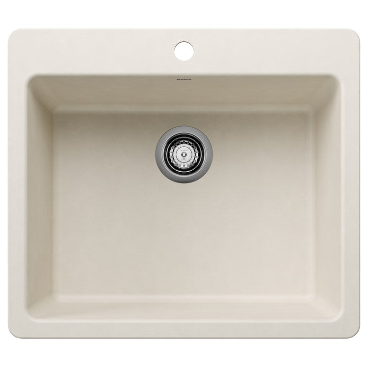 Kitchen Sink Liven 25 Inch 1 Bowls Single 2 Hole Soft White Undermount/Drop-In Rectangle Silgranit - Image 1