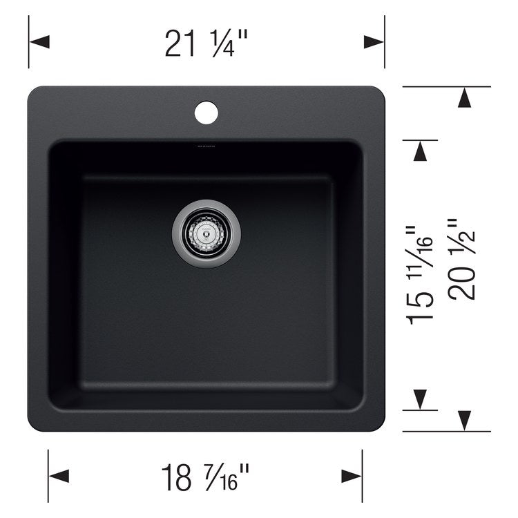 Kitchen Sink Liven 21 Inch 1 Bowls Single 2 Hole Coal Black Undermount/Drop-In Rectangle Silgranit - Image 3