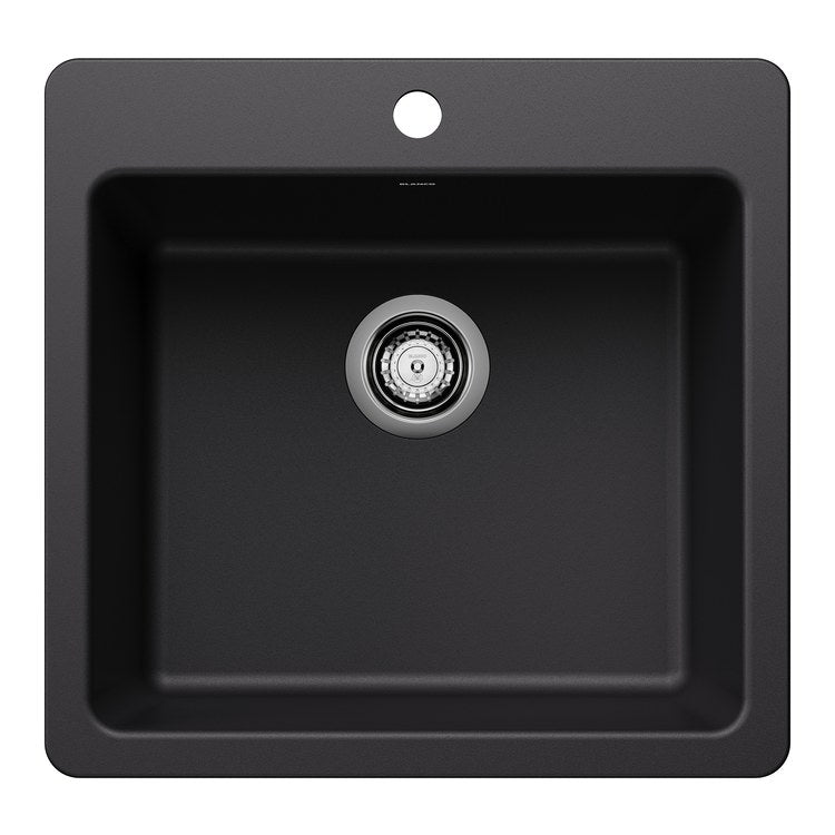 Kitchen Sink Liven 21 Inch 1 Bowls Single 2 Hole Coal Black Undermount/Drop-In Rectangle Silgranit - Image 1