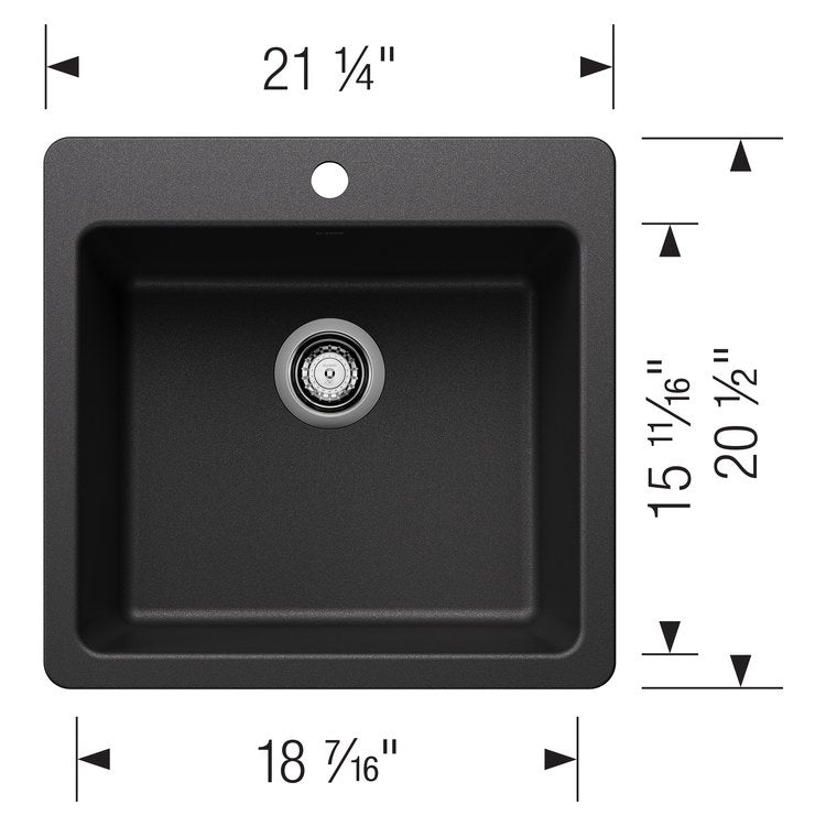 Kitchen Sink Liven 21 Inch 1 Bowls Single 2 Hole Anthracite Undermount/Drop-In Rectangle Silgranit - Image 2
