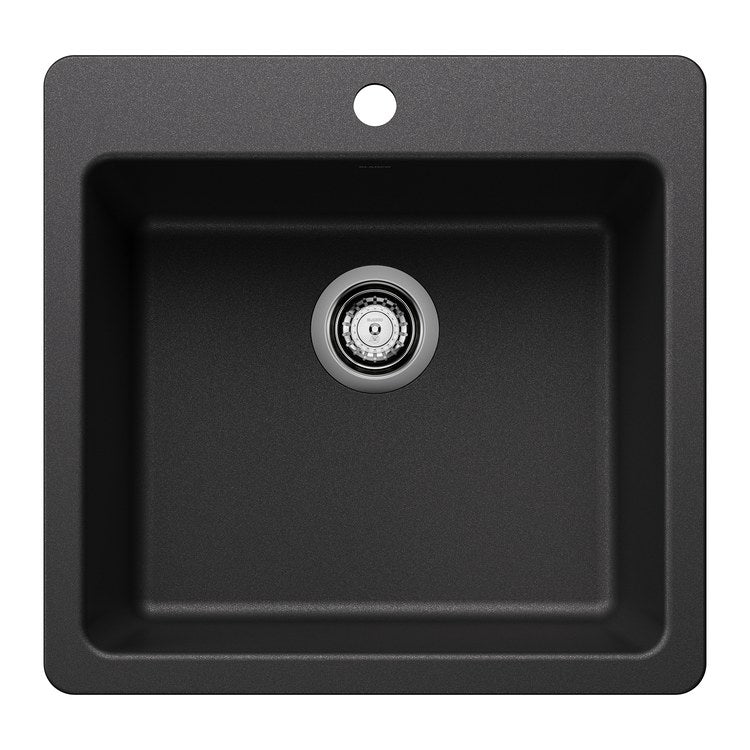 Kitchen Sink Liven 21 Inch 1 Bowls Single 2 Hole Anthracite Undermount/Drop-In Rectangle Silgranit - Image 1