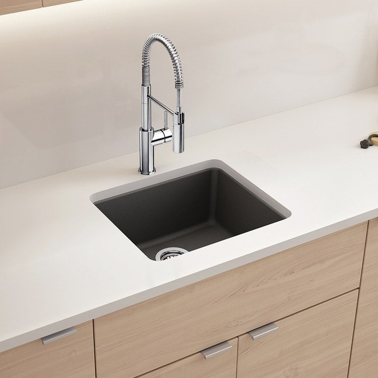 Kitchen Sink Liven 21 Inch 1 Bowls Single 2 Hole Cinder Undermount/Drop-In Rectangle Silgranit - Image 2