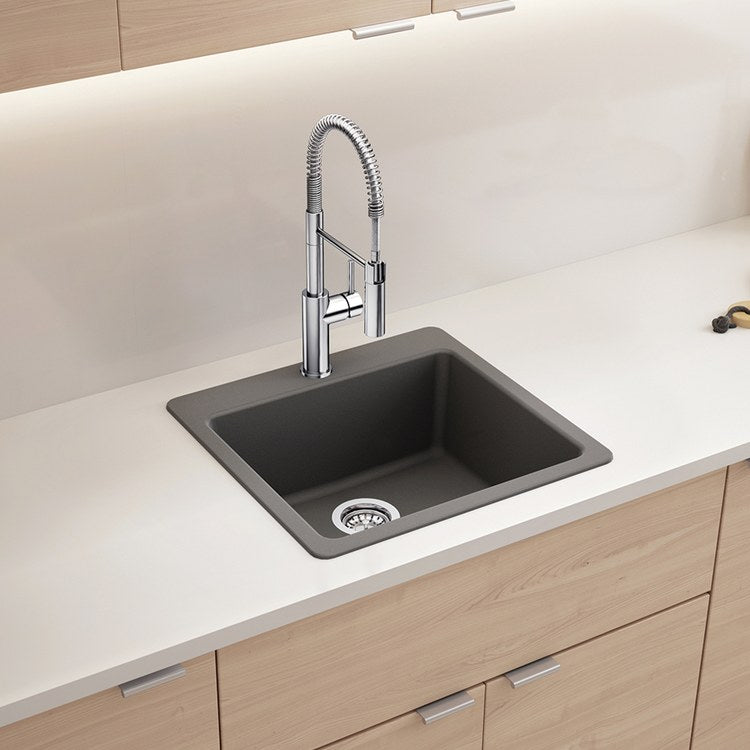 Kitchen Sink Liven 21 Inch 1 Bowls Single 2 Hole Cinder Undermount/Drop-In Rectangle Silgranit - Image 3