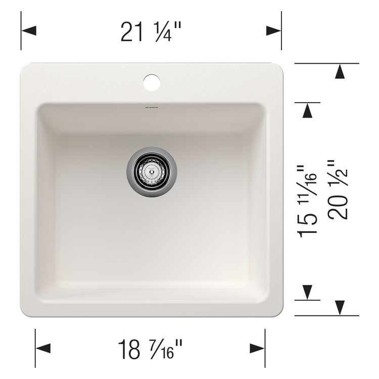 Kitchen Sink Liven 21 Inch 1 Bowls Single 2 Hole White Undermount/Drop-In Rectangle Silgranit - Image 2