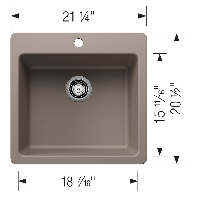Kitchen Sink Liven 21 Inch 1 Bowls Single 2 Hole Truffle Undermount/Drop-In Rectangle Silgranit - Image 2