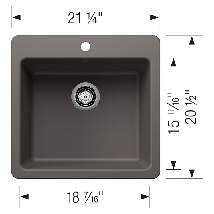 Kitchen Sink Liven 21 Inch 1 Bowls Single 2 Hole Volcano Gray Undermount/Drop-In Rectangle Silgranit - Image 2