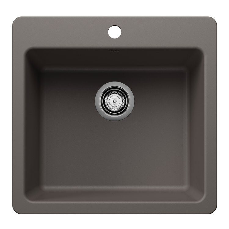 Kitchen Sink Liven 21 Inch 1 Bowls Single 2 Hole Volcano Gray Undermount/Drop-In Rectangle Silgranit - Image 1