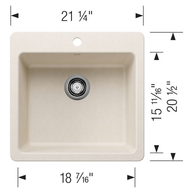 Kitchen Sink Liven 21 Inch 1 Bowls Single 2 Hole Soft White Undermount/Drop-In Rectangle Silgranit - Image 2