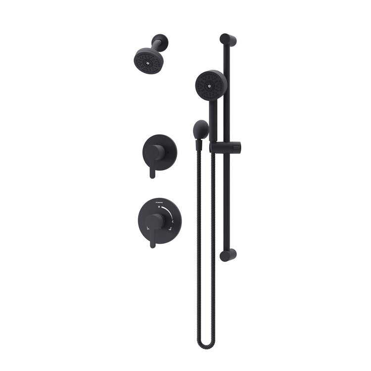 Shower Trim Solarity 2 Lever Matte Black WaterSense ADA 2.0 Gallons per Minute Single Function with HydroMersion for 16 Series Symmons Temptrol Valve and 2DIVBODYSRT 2 Function Diverter Valve - Image 1