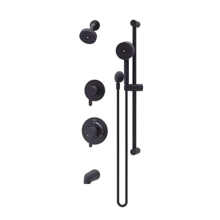 Shower Trim Solarity 2 Lever Matte Black WaterSense ADA 1.5 Gallons per Minute Single Function with HydroMersion for 26 Series Symmons Temptrol Valve and 3DIVBODYSRT 3 Function Diverter Valve - Image 1