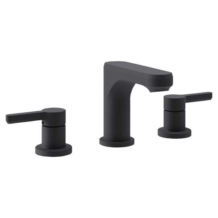 Lavatory Faucet Solarity Widespread 8 to 16 Inch Spread 2 Lever ADA WaterSense Matte Black 1.2 Gallons per Minute Deck Fixed Push-Pop 3 Hole