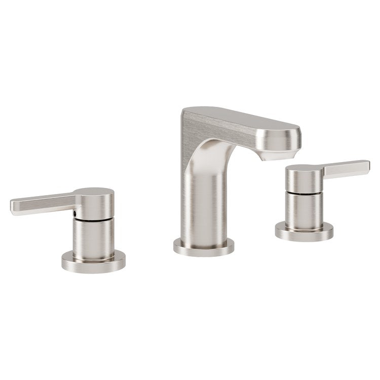 Lavatory Faucet Solarity Widespread 8 to 16 Inch Spread 2 Lever ADA WaterSense Satin Nickel 1.2 Gallons per Minute Deck Fixed Push-Pop 3 Hole