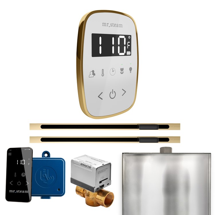 Steam Kit ButlerFlex Max Linear White/Polished Brass Control Package for MS4/MS5/MX6 - Image 1