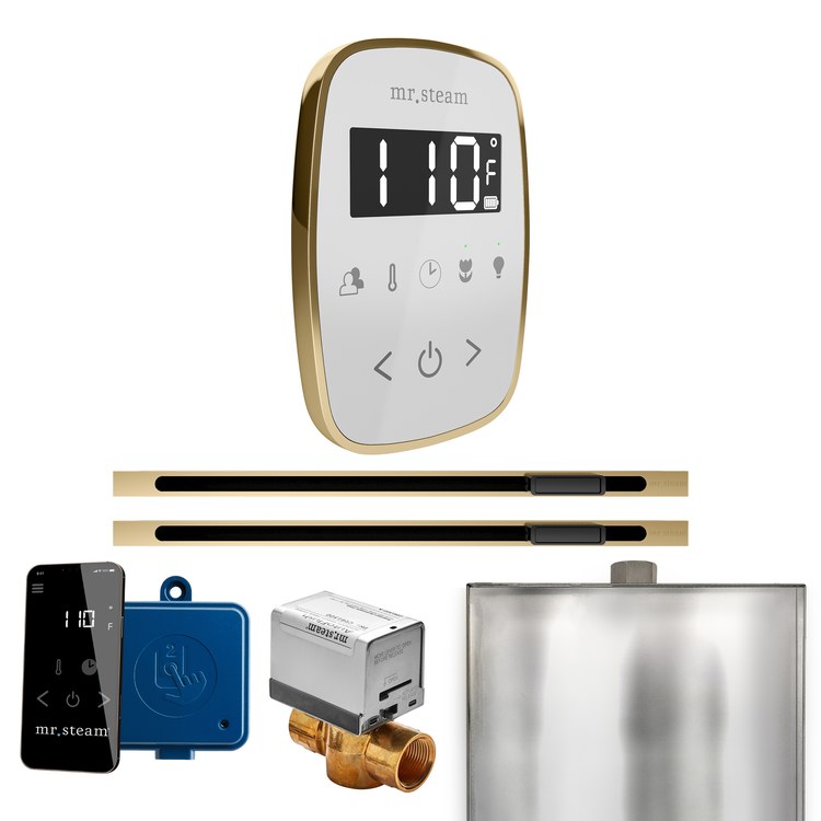Steam Kit ButlerFlex Max Linear White/Satin Brass Control Package for MS4/MS5/MX6 - Image 1