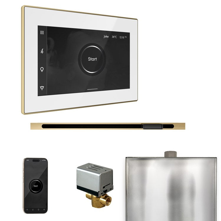 Steam Kit xButler Linear White/Satin Brass Control Package for MS90 to MSSUPER3 - Image 1