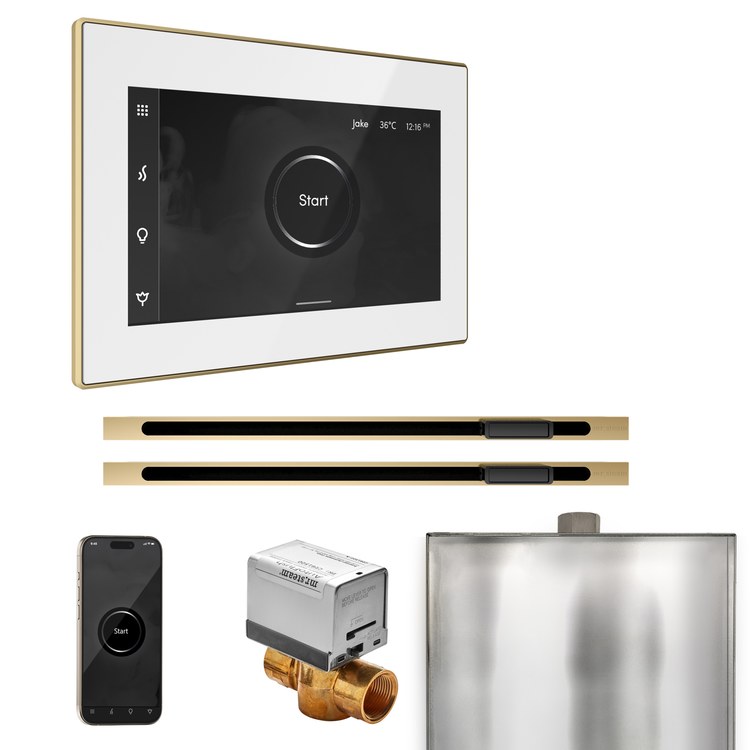 Steam Kit xButler Max Linear White/Satin Brass Control Package for MS4/MS5/MX6 - Image 1
