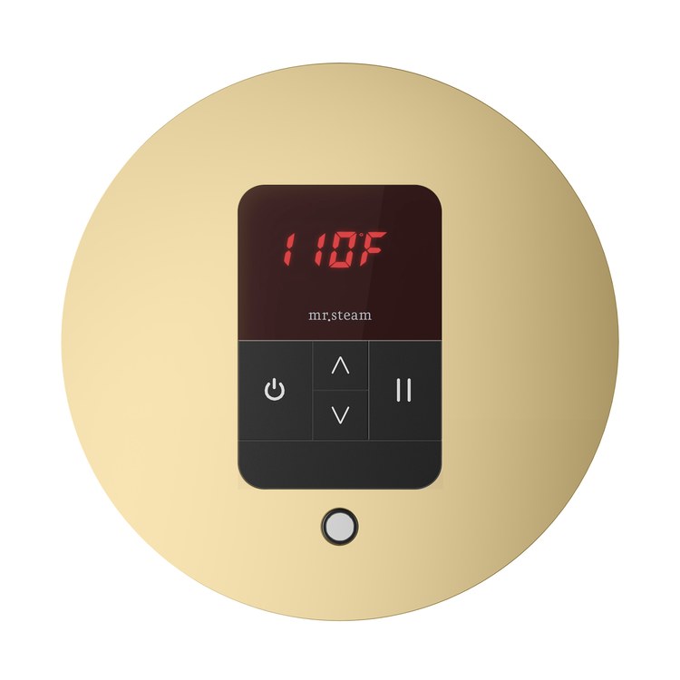 Steam Kit iTempo Satin Brass Shower Control with Round Steamhead for MS90 to MSSUPER3 - Image 1