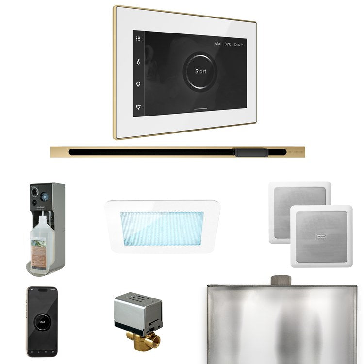 Steam Kit xDream Linear White/Satin Brass Control Package for MS90 to MSSUPER3 - Image 1