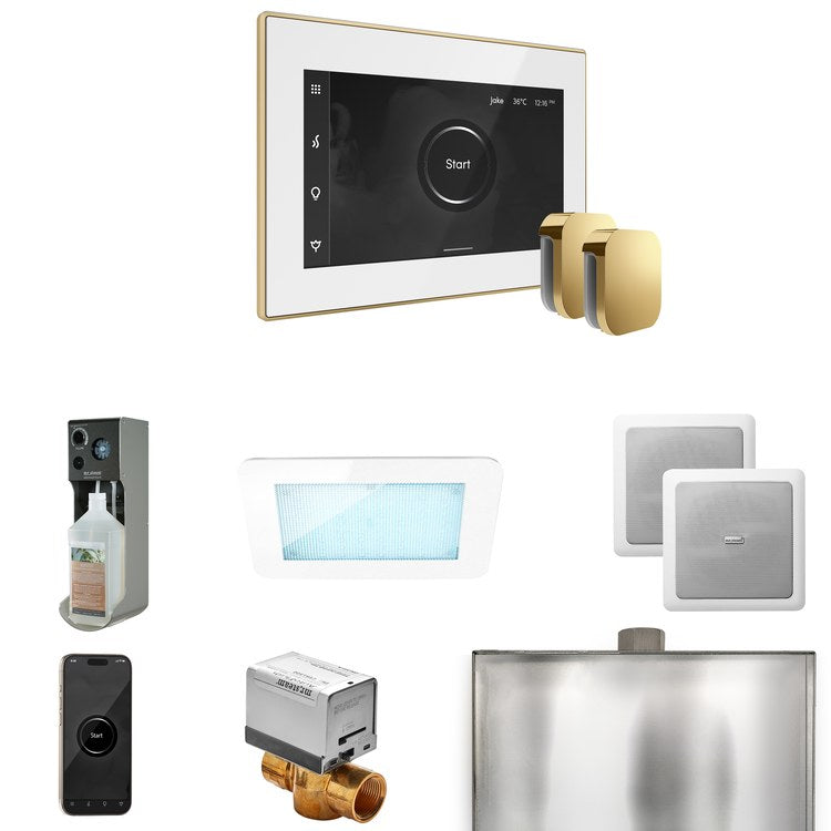 Steam Kit xDream Max White/Polished Brass Control Package for MX4/MX5/MX6 - Image 1