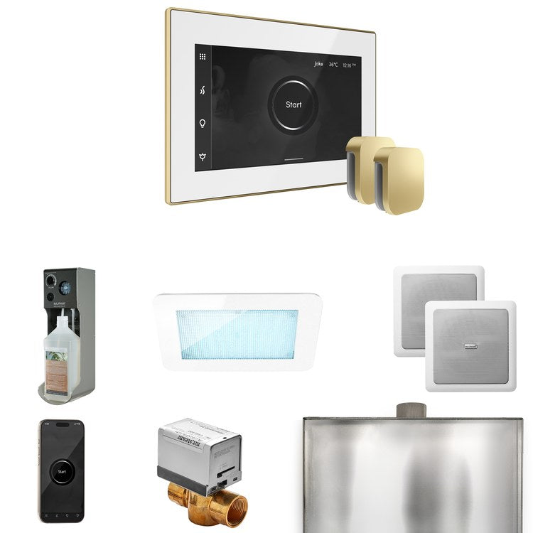Steam Kit xDream Max White/Satin Brass Control Package for MX4/MX5/MX6 - Image 1