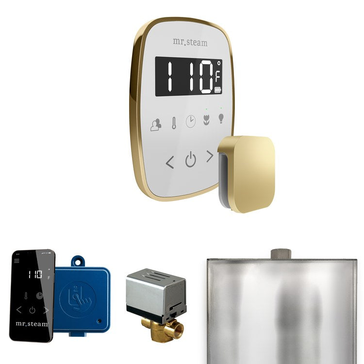 Steam Kit ButlerFlex White/Satin Brass Control Package for MS90 to MSSUPER3 - Image 1