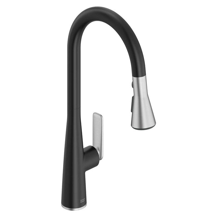 Kitchen Faucet Aspirations with 2 Integral Check Valves 1 Lever ADA Matte Black/Stainless Steel Pull Down 3 Function High Arc 360 DEG Swivel 1/3 Hole Deck 1.8 Gallons per Minute - Image 1