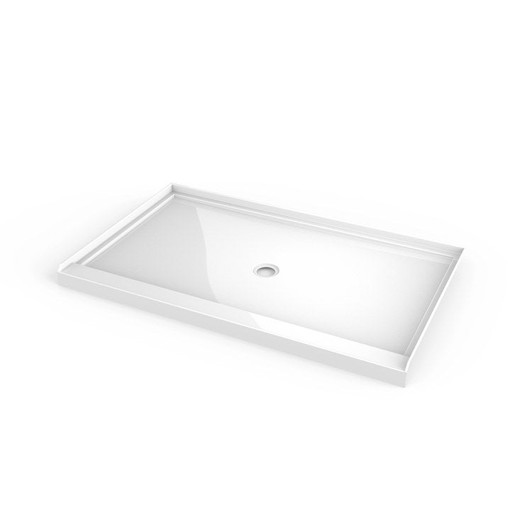 Shower Base Alt White 60 x 36 x 3 Inch Acrylic ADA Center Drain - Image 1