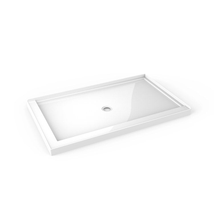 Shower Base Alt White 60 x 36 x 3 Inch Acrylic ADA Right Drain - Image 1