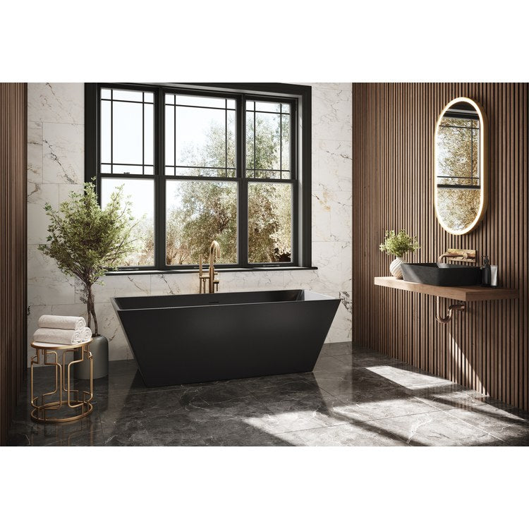 Freestanding Tub Aria 68-3/4 x 29-1/2 x 23 Inch Matte Black Center Rectangle - Image 1