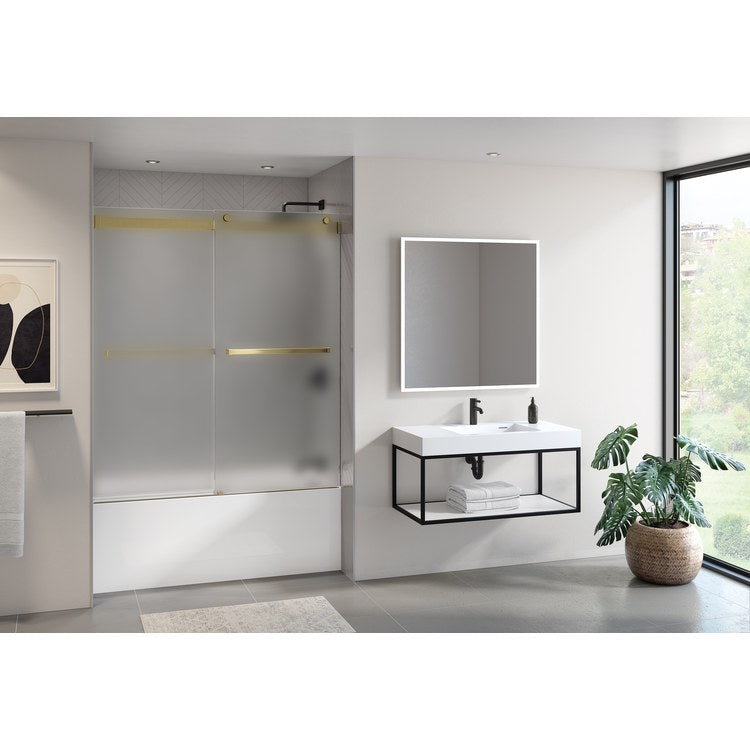 Tub and Shower Door Gemini 57 TO 65 Inch Brushed Gold Tempered 3/8 Inch for Shower - Image 1