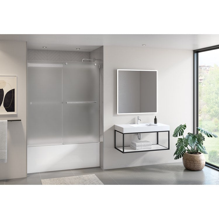 Tub and Shower Door Gemini 57 TO 65 Inch Brushed Nickel Tempered 3/8 Inch for Shower - Image 1