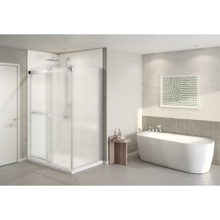 Shower Door Gemini 2 Sided 60 x 36 Inch Chrome Tempered 3/8 Inch