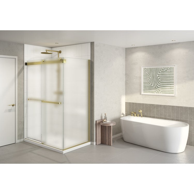 Shower Door Gemini 2 Sided 60 x 36 Inch Brushed Gold Tempered 3/8 Inch - Image 1
