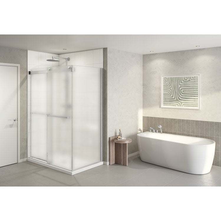 Shower Door Gemini 2 Sided 60 x 36 Inch Brushed Nickel Tempered 3/8 Inch - Image 1