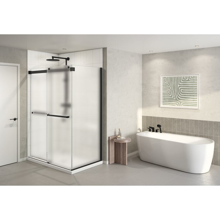 Shower Door Gemini 2 Sided 60 x 36 Inch Matte Black Tempered 3/8 Inch