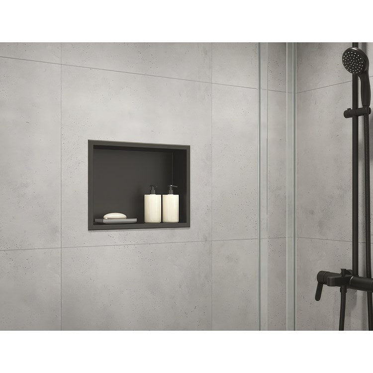 Shower Niche Veritas Shelf Matte Black 16 x 12 Inch Stainless Steel
