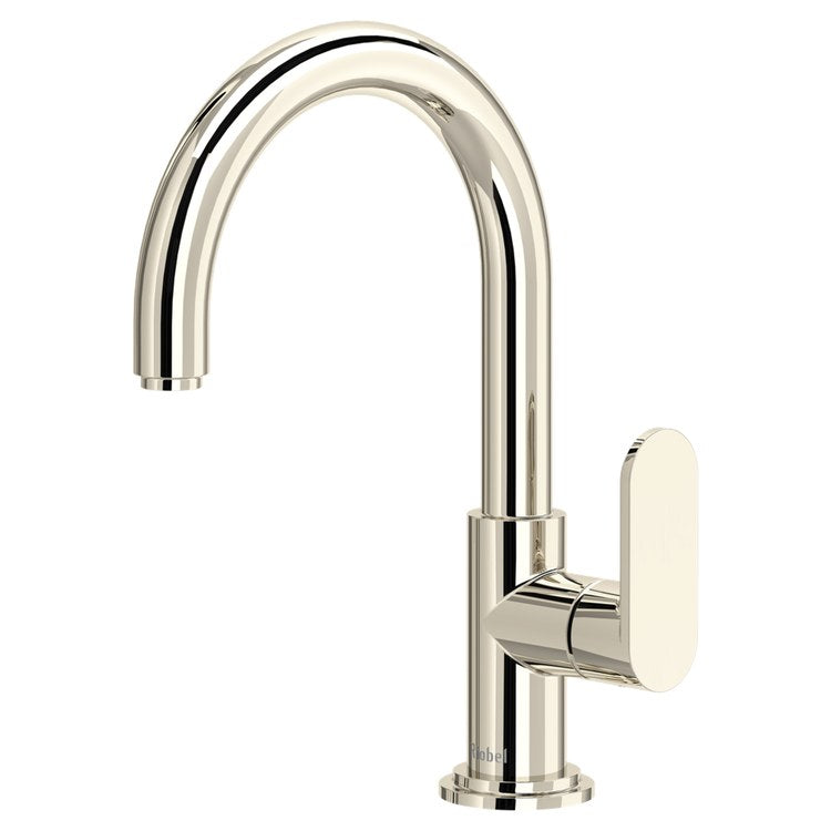 Lavatory Faucet Arca 1 Lever ADA CEC/WaterSense Polished Nickel 1.2 Gallons per Minute Deck Gooseneck Push 1 Hole